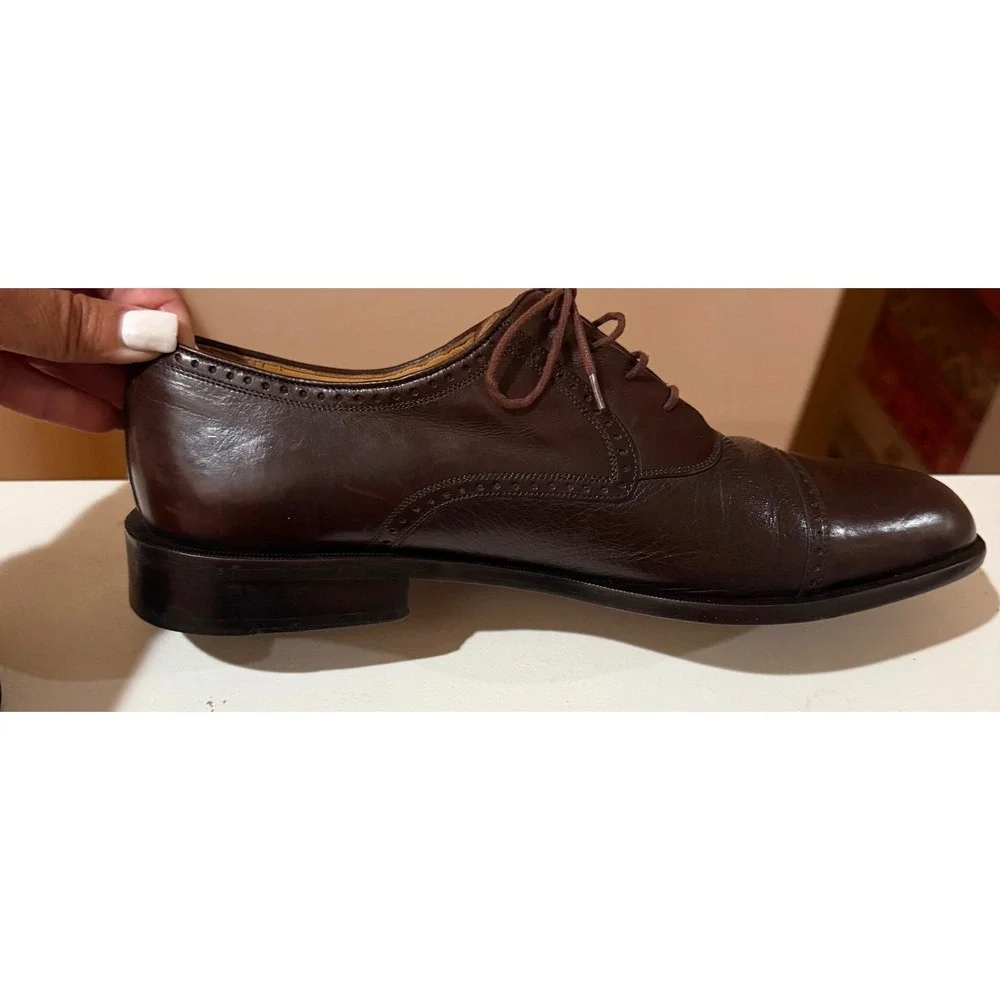 Mezlan Nicola Cap Toe Oxford Brown Leather Dress Shoes Men's 10.5 Made Spain